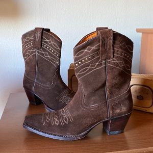 Vintage Frye Suede Studded Short Cowgirl Boots